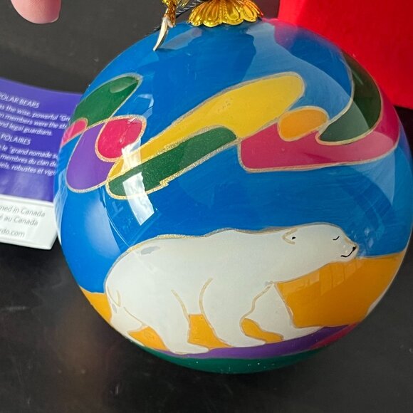 Polar Bear Christmas Ornament By Dawn Oman With Red Gift Box NWT - Picture 4 of 8